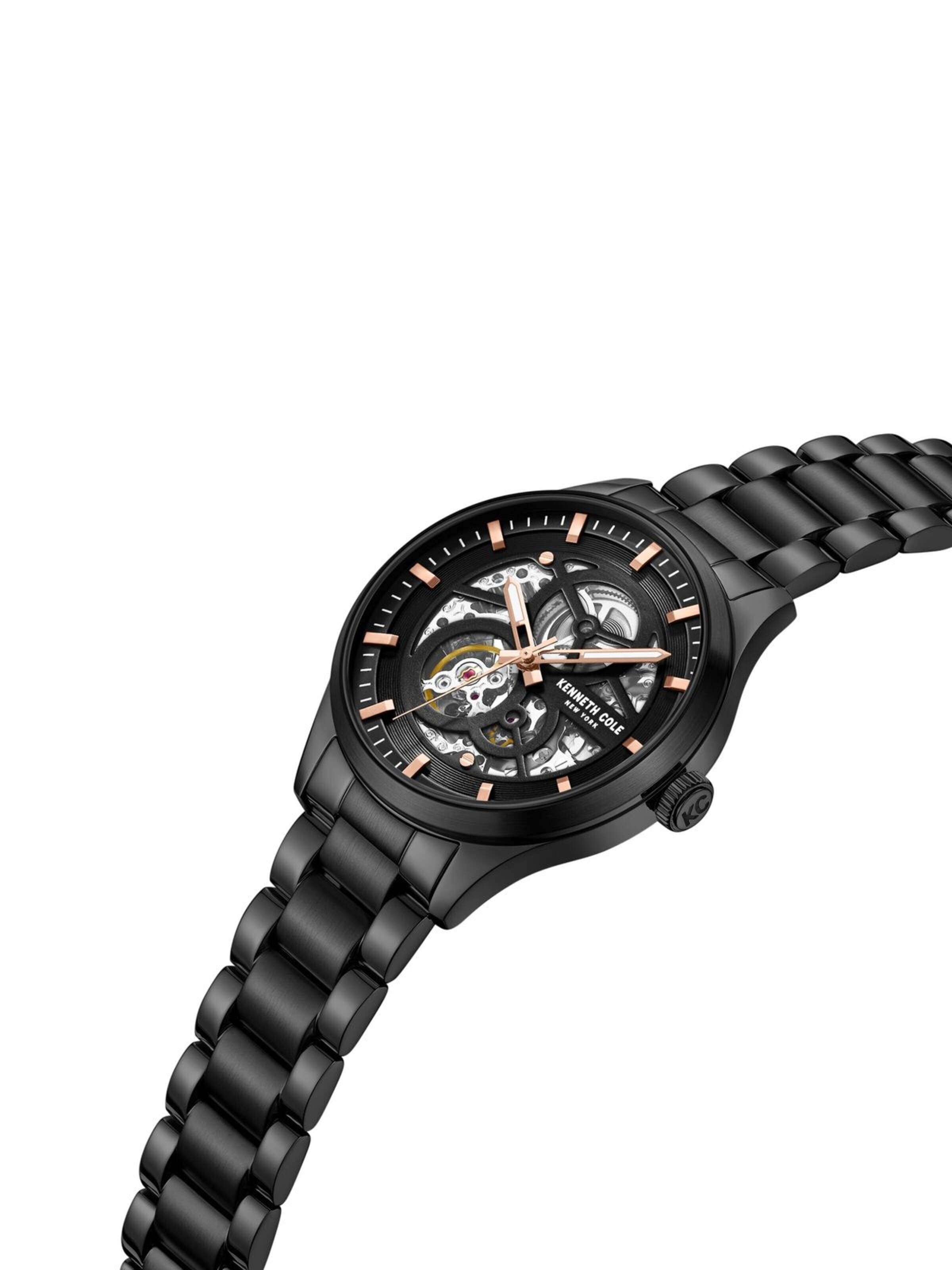 Kenneth Cole Analog Watch 'Automatic watch Automatic Steel Round Blue' in Black