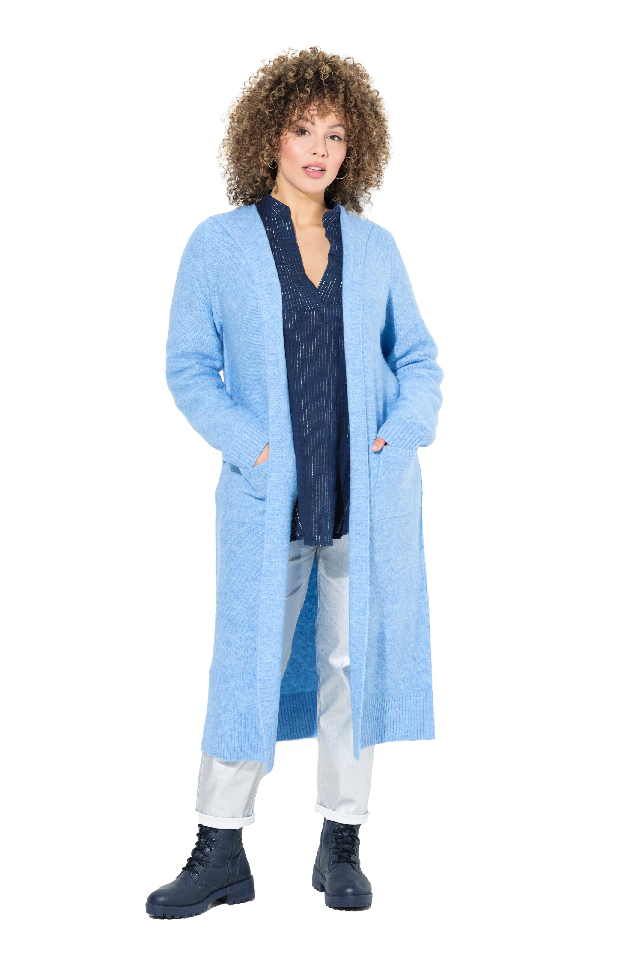 Ulla Popken Strickjacke in Blau: Vorderseite