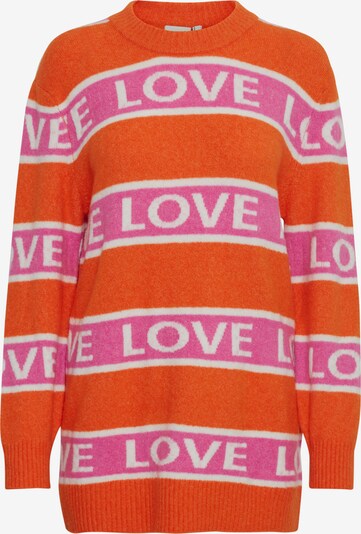 ICHI Sweater 'MOTIF' in Dark orange / Light pink / White, Item view
