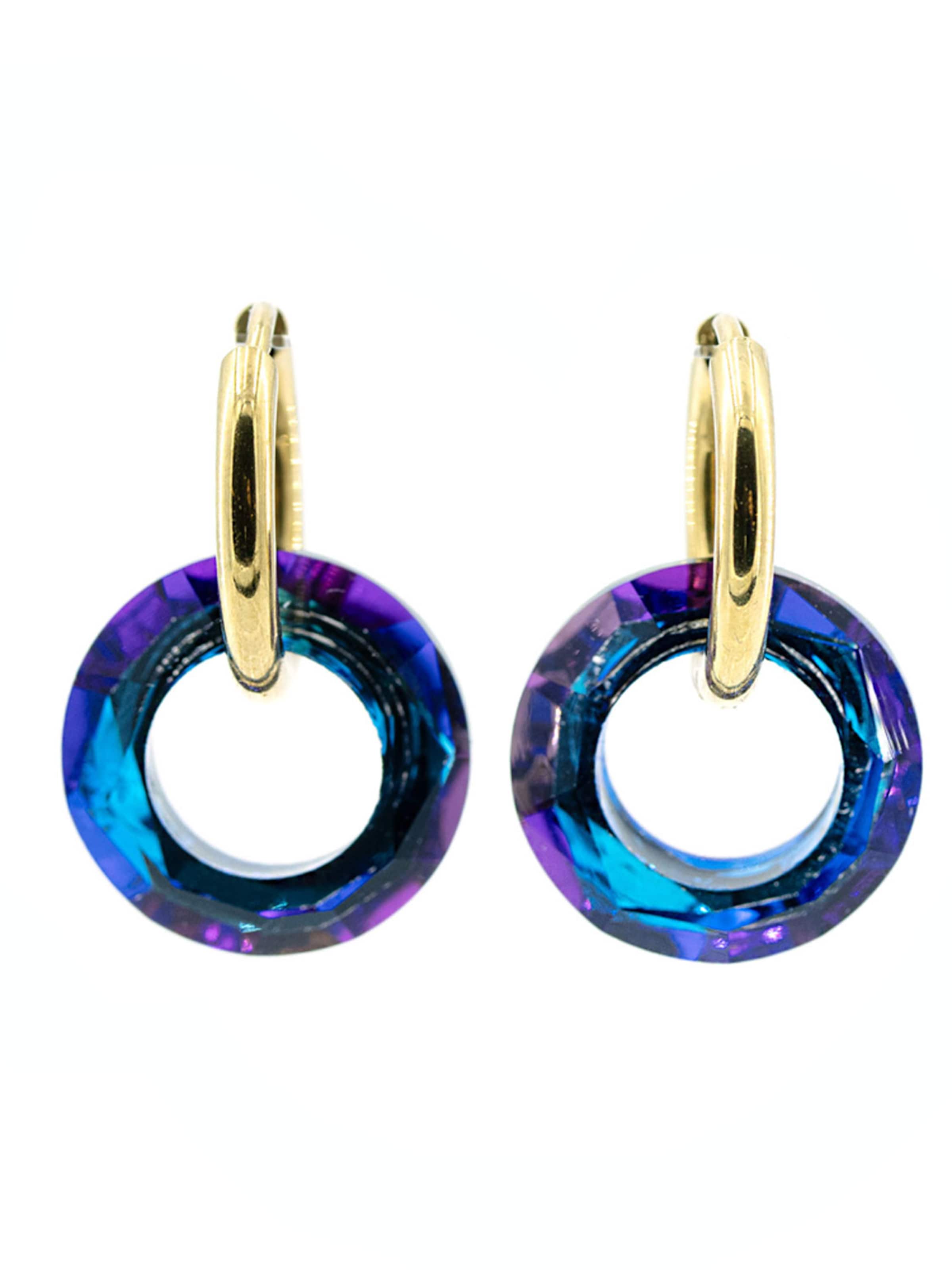 Sergio Engel Earrings 'Cosmic Ohrring 05 Vergoldete Hoops mit Kristallcharms' in Blue: front
