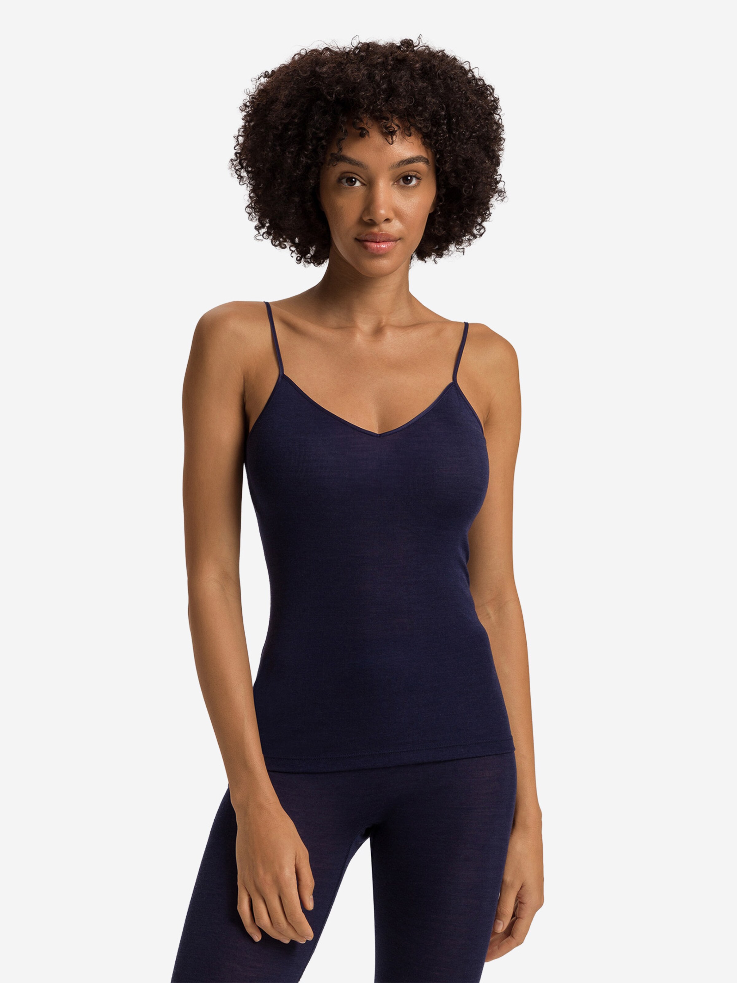 Hanro Top ' Woolen Silk ' in Blue: front