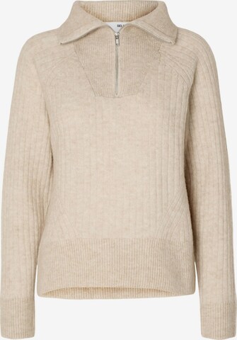 SELECTED FEMME Trui 'Lulu Mika' in Beige: voorkant