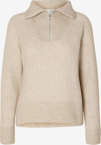 SELECTED FEMME Sweater 'Lulu Mika' in Beige: front