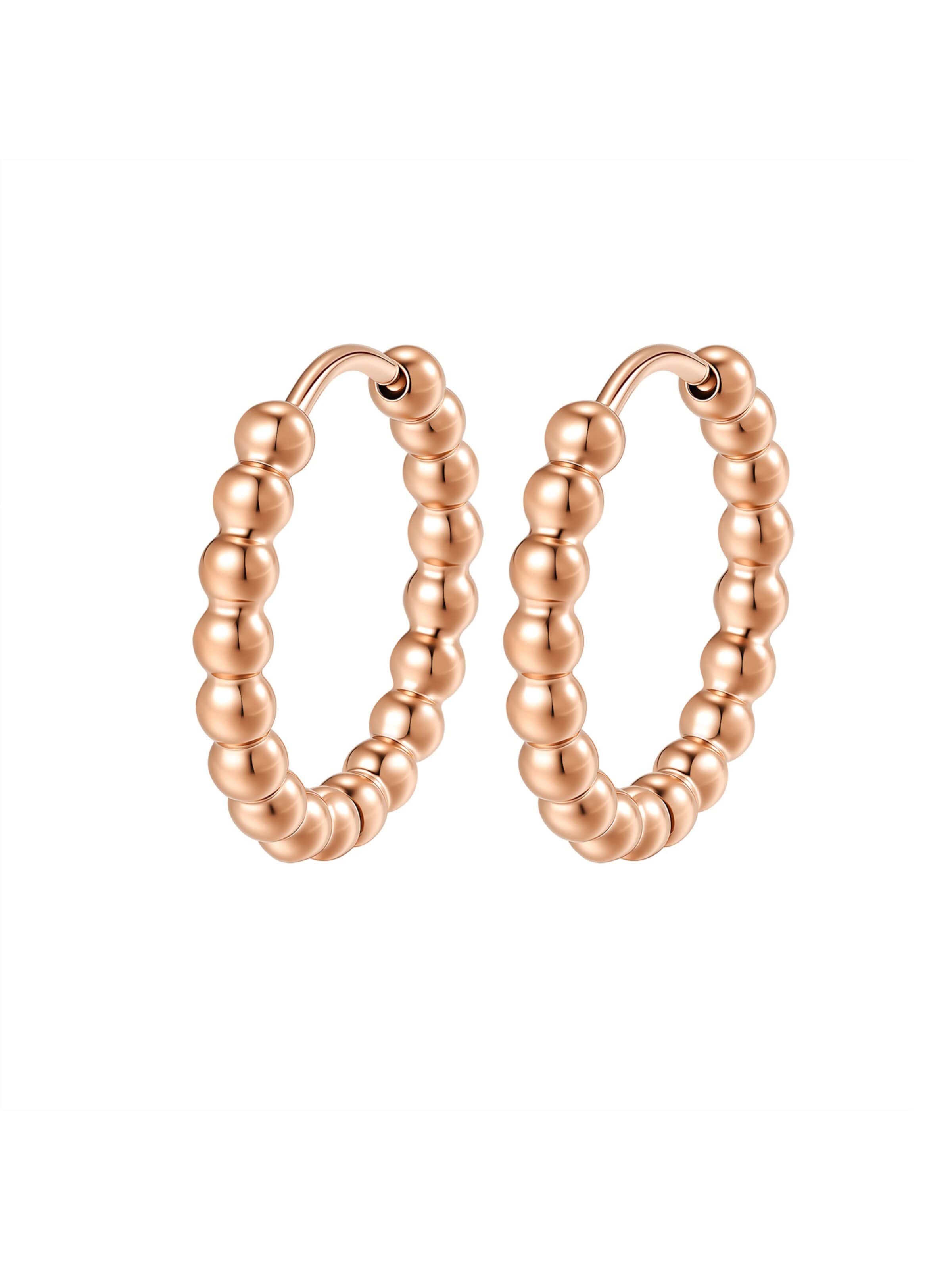 Hey Happiness Ohrringe 'Large Beaded Hoop'‌‌‌‌‌‌‌‌ in Gold: Vorderseite