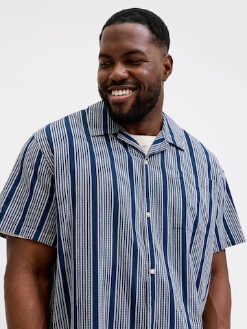 Jack & Jones Plus Regular fit Button Up Shirt in Blue