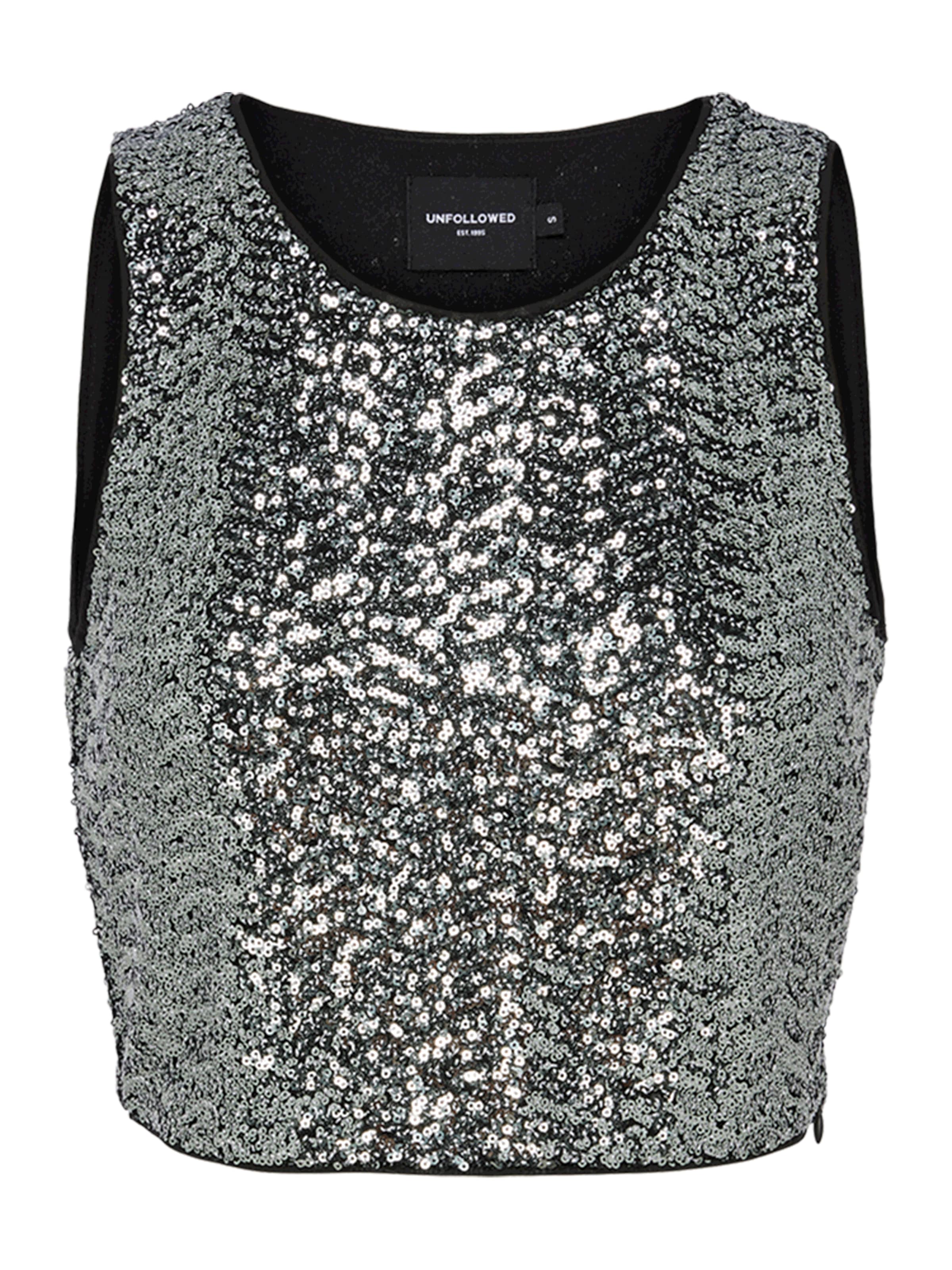 Top 'HYPNOTIZED ' di UNFOLLOWED x ABOUT YOU in argento: frontale