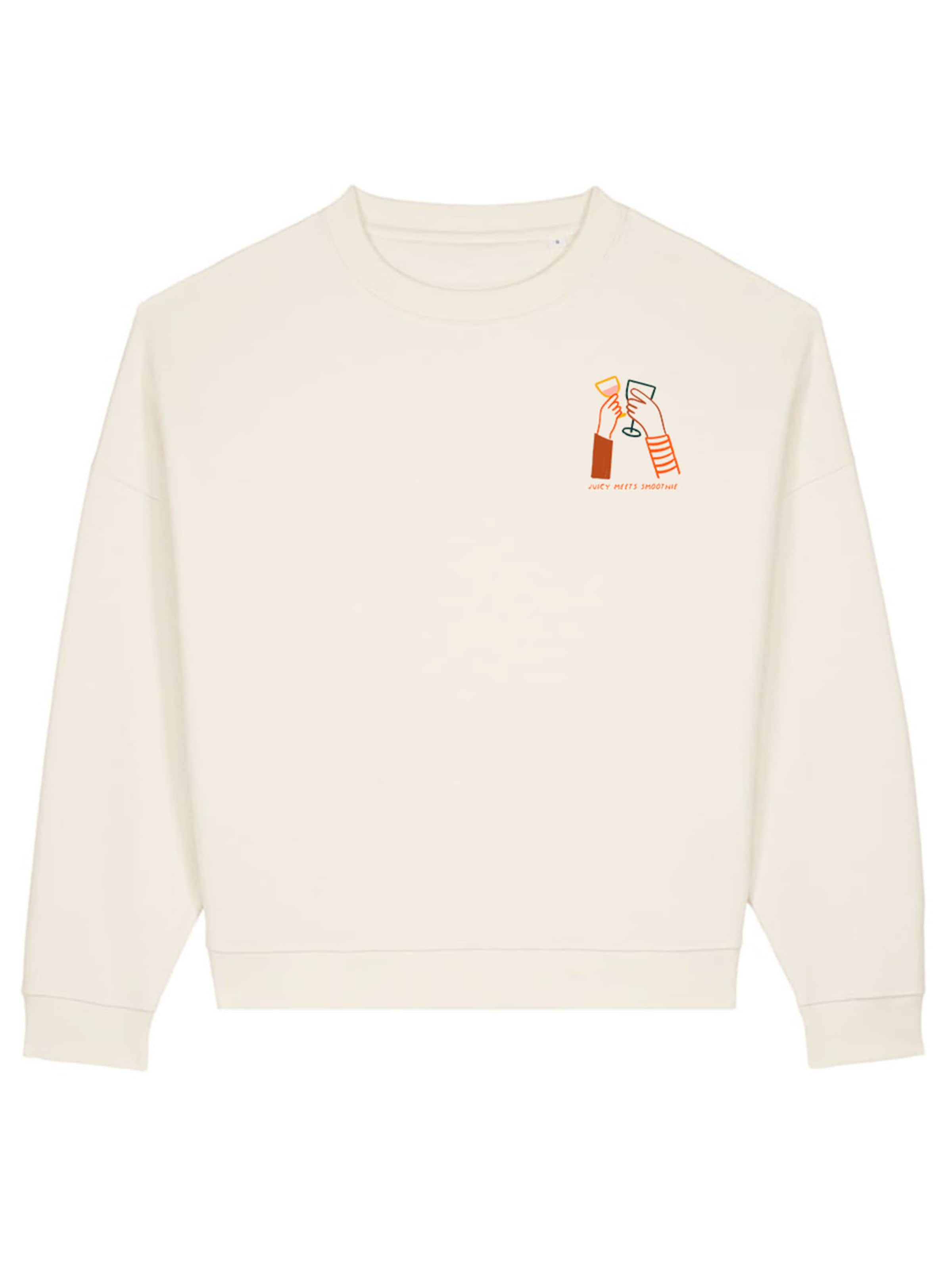 Kultgut Sweatshirt 'Juicy meet Smoothie' in Beige: front