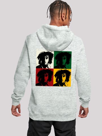 F4NT4STIC Sweatshirt 'Bob Marley Colour Blocks Two Sleeves Reggae Music' in Grijs: voorkant