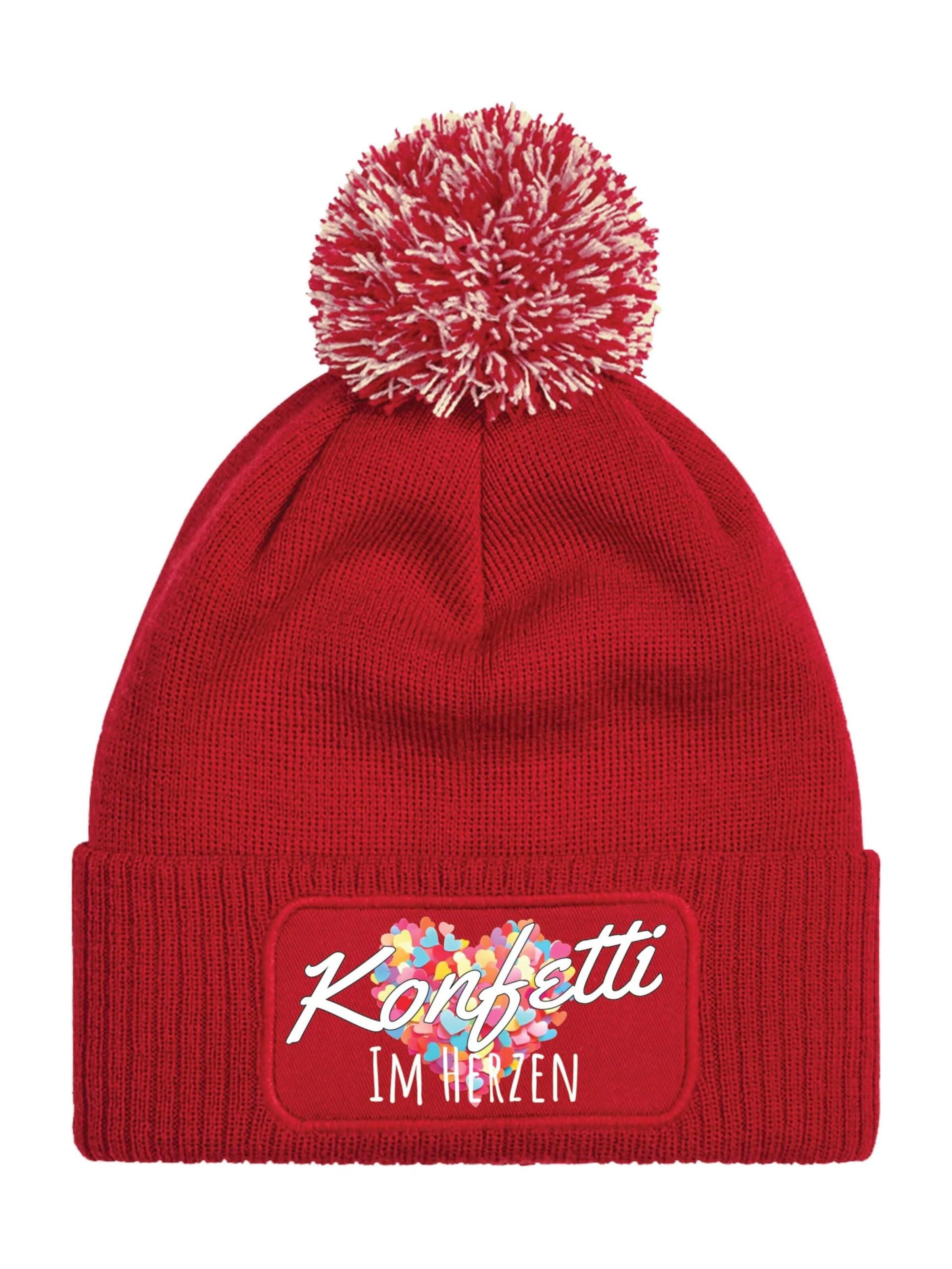 Youth Designz Beanie 'Konfetti im Herzen' in Red: front