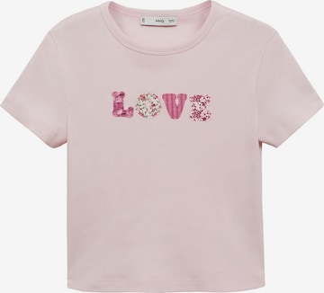 MANGO T-shirt 'AMOR' i rosa: framsida