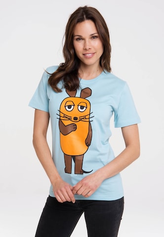 LOGOSHIRT T-Shirt 'Die Sendung mit der Maus' in Blau: predná strana