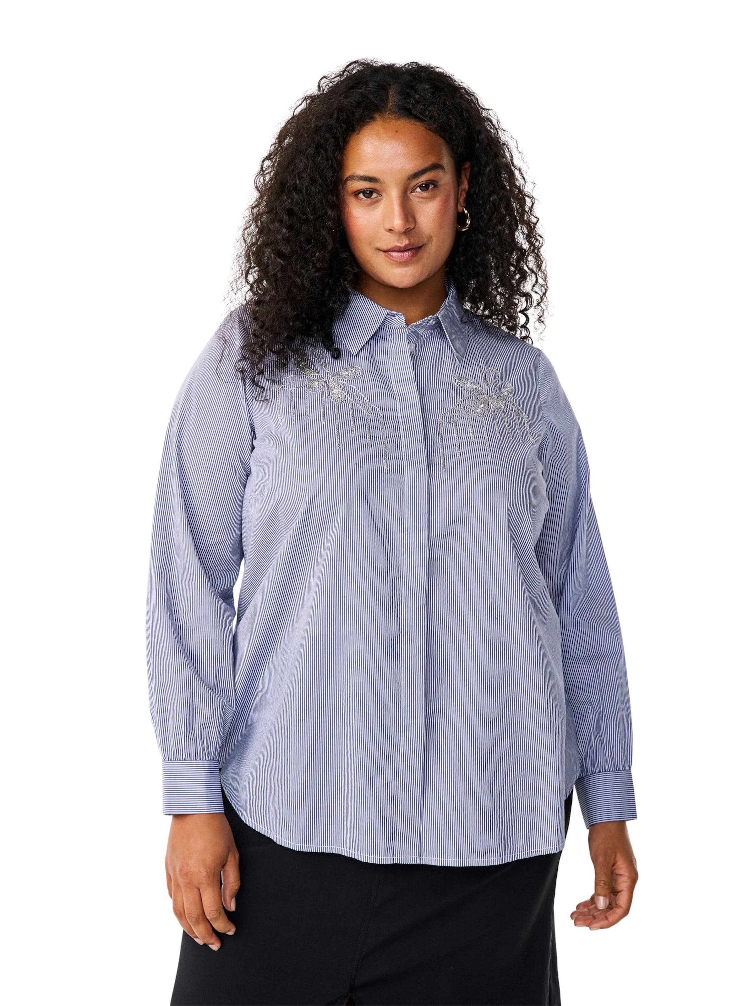 Zizzi Blouse 'ESALINA' in Blue: front