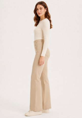 Elara Wide leg Jeans in Beige