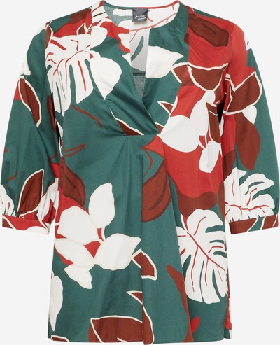 Camicia da donna 'FINIRE' Persona by Marina Rinaldi di colore verde scuro / rosso / rosso sangue / offwhite, Visualizzazione prodotti