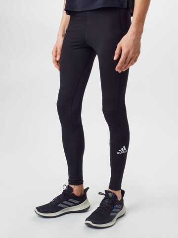 ADIDAS SPORTSWEAR Skinny Workout Pants in Black: front