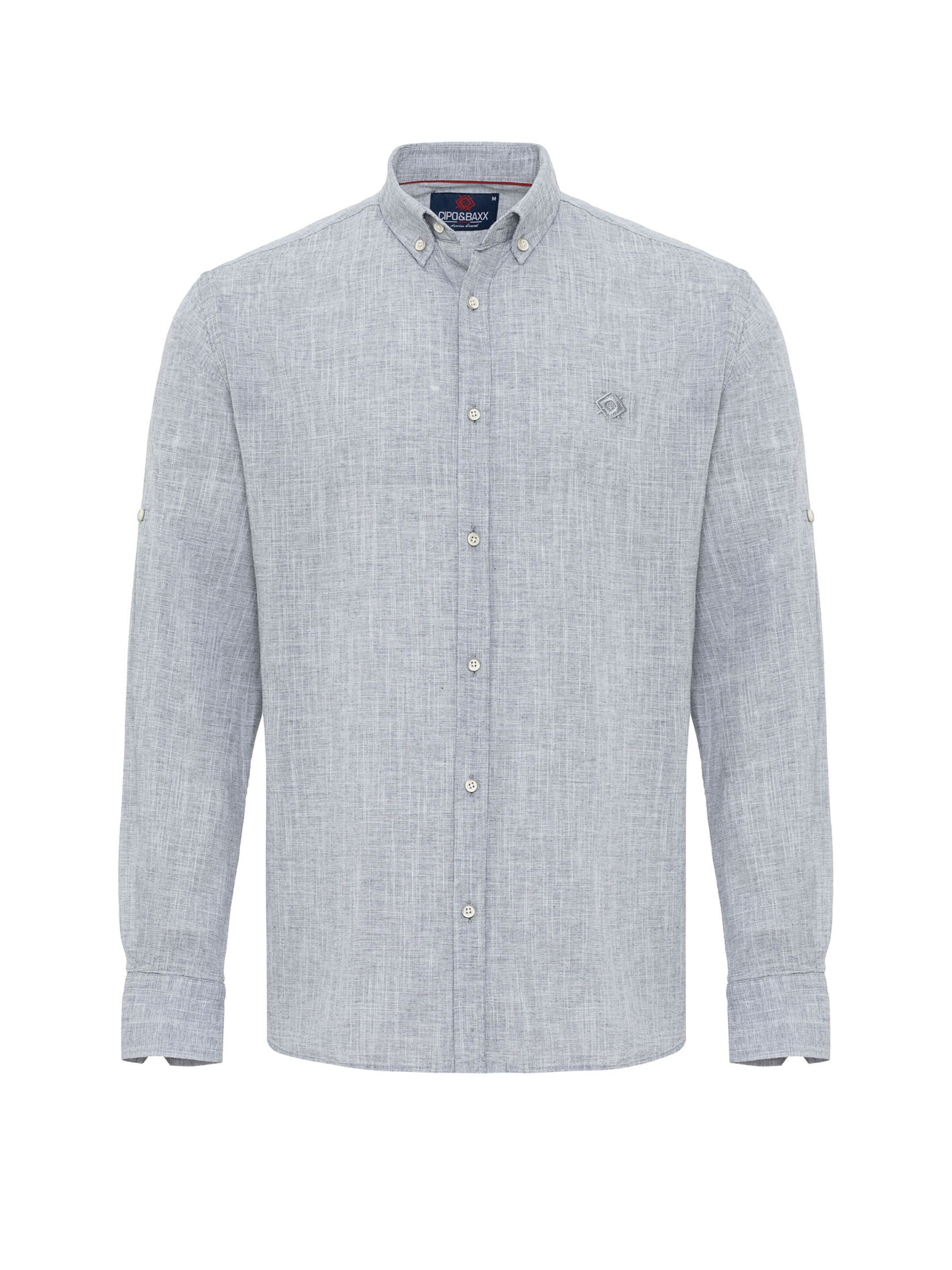 Coupe slim Chemise 'CH199' CIPO & BAXX en gris : devant