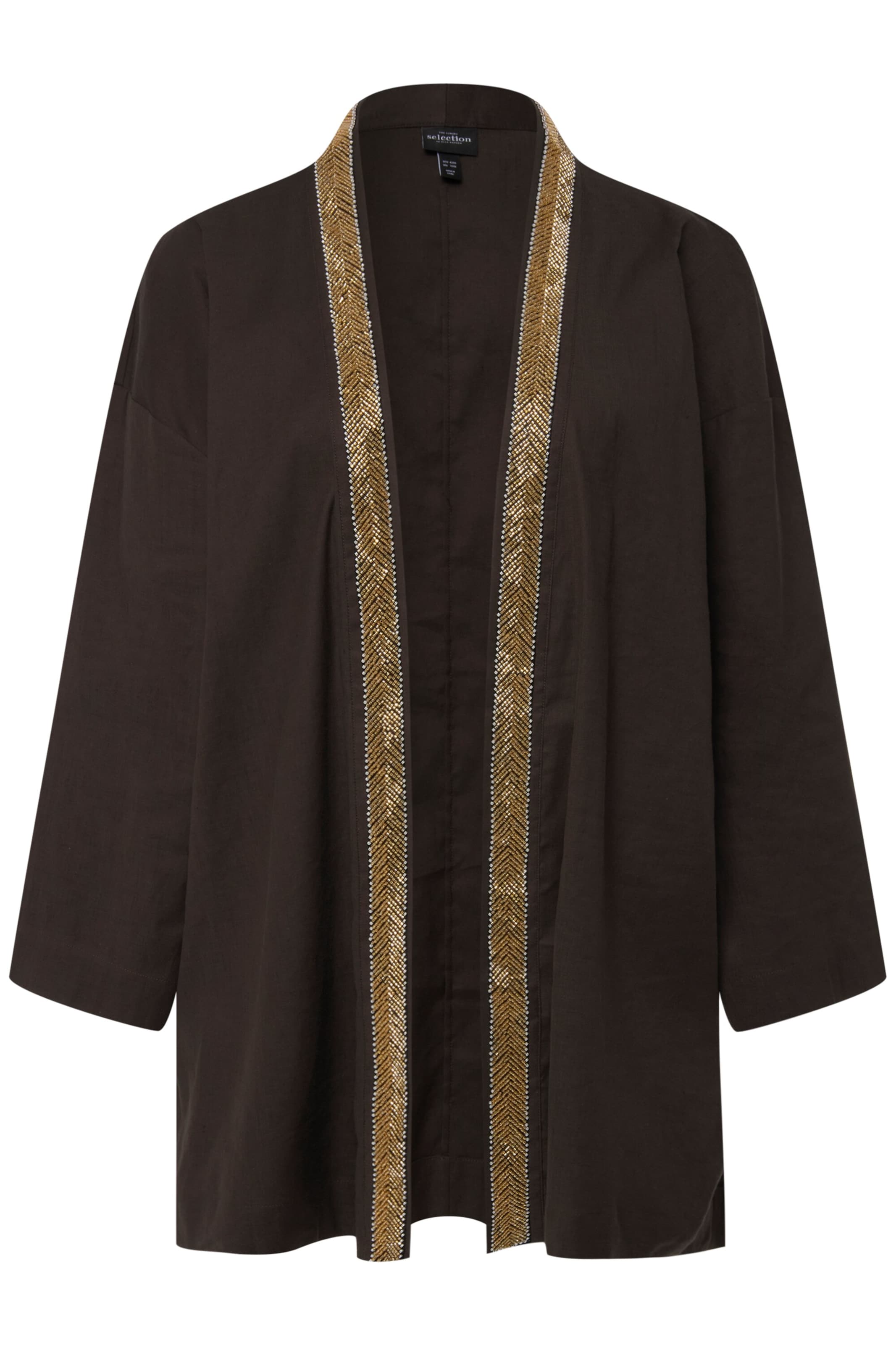 Ulla Popken Kimono in Bruin: voorkant