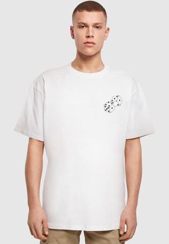 Merchcode Shirt 'Hugs & Love - Heart Dice' in Wit: voorkant
