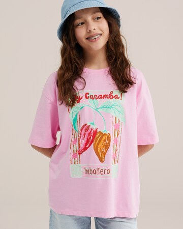 T-Shirt WE Fashion en rose : devant
