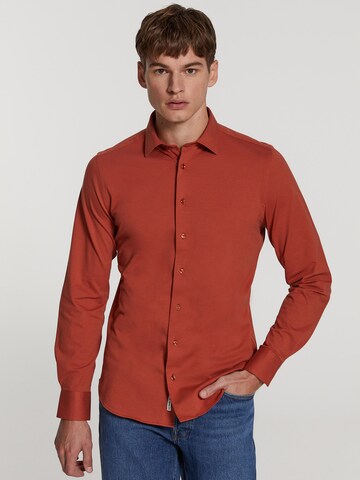 Coupe slim Chemise 'Pablo' Shiwi en marron : devant