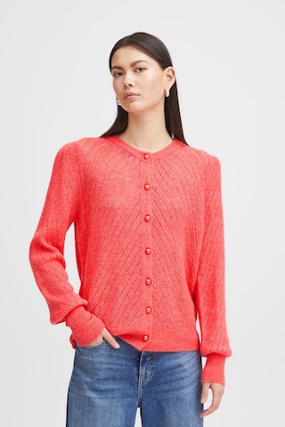 ICHI Knit Cardigan 'Kamara' in Red: front