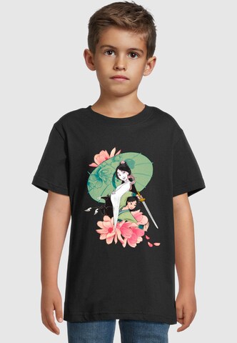 Maglietta 'Mulan - Magnolia Collage' di ABSOLUTE CULT in nero: frontale