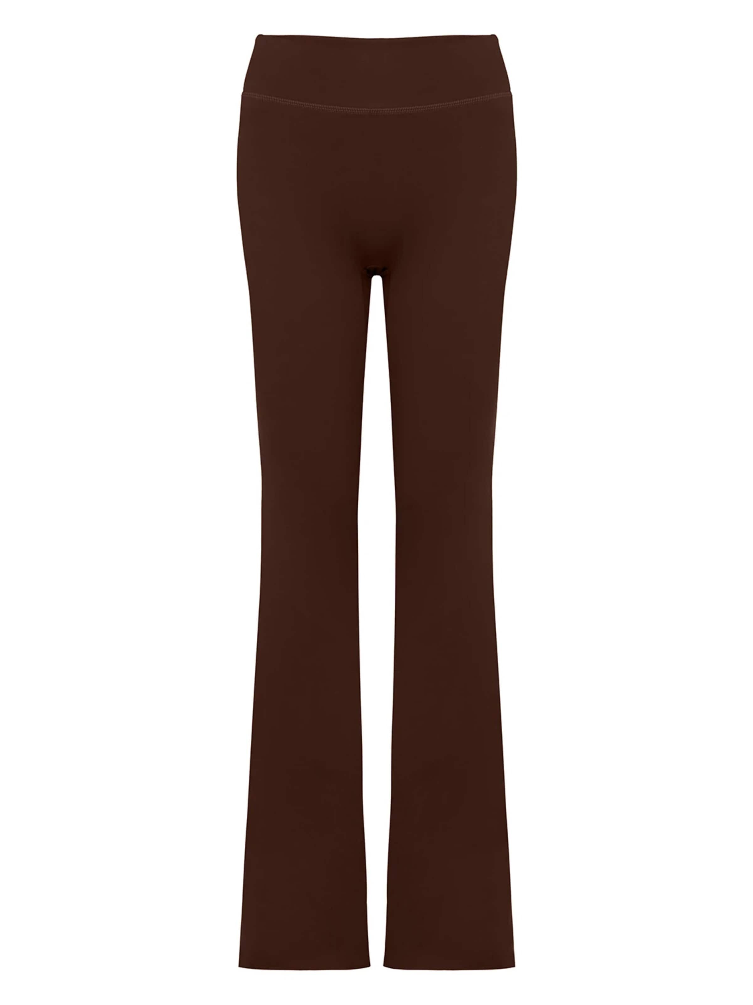La V Flared Sportbroek 'Flared sportlegging Fleur' in Bruin: voorkant
