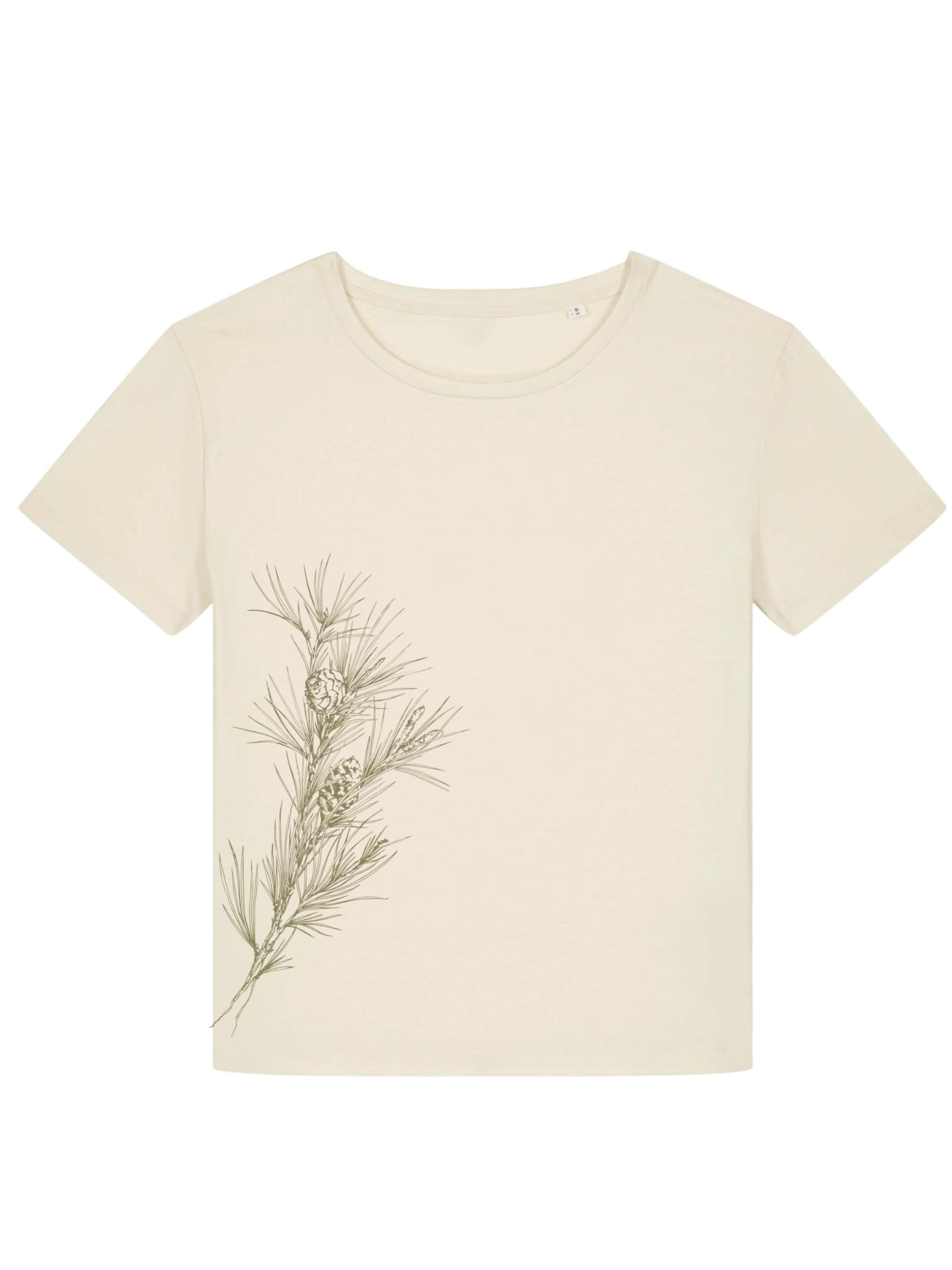 Life-Tree Oversized Shirt 'Pine Branch' in White: front