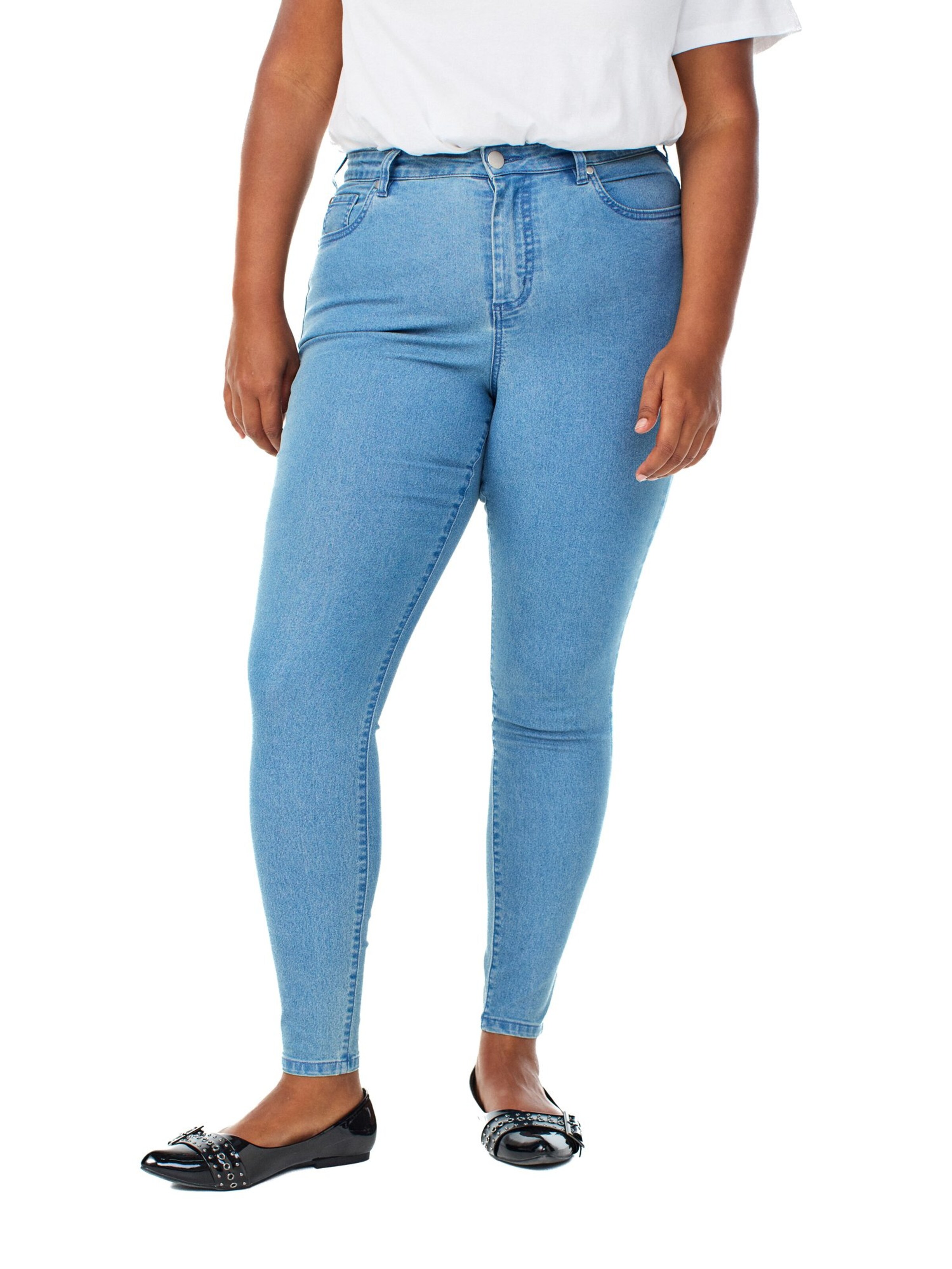 Zizzi Slimfit Džíny 'Amy' – modrá: přední strana