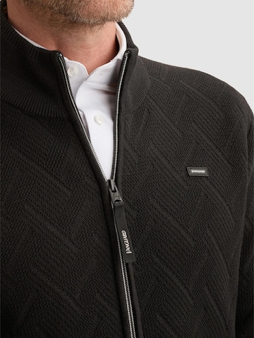 VANGUARD Gebreid vest 'Bonded cotton cardigan with allover textured pattern' in Zwart