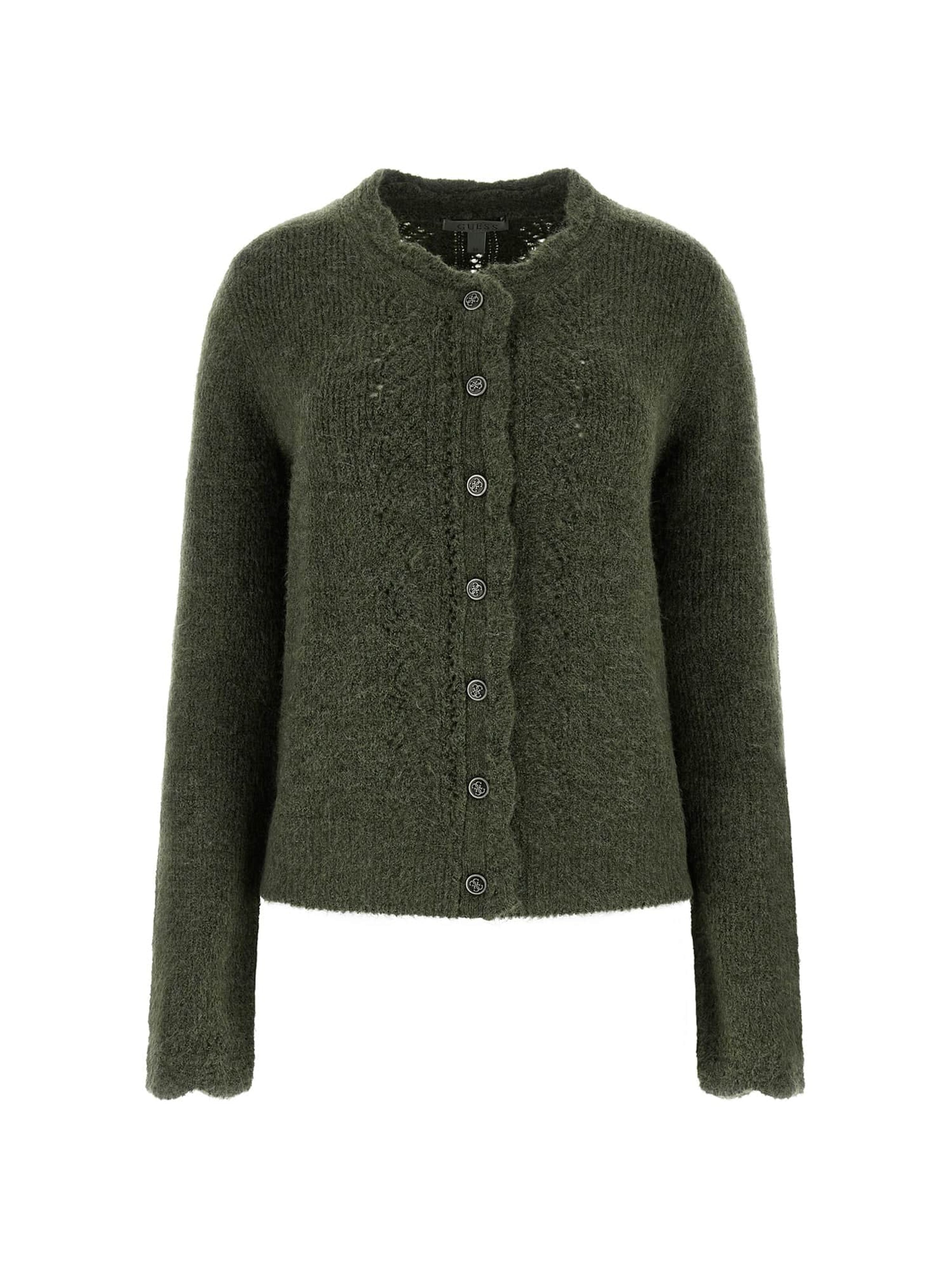 GUESS Knit Cardigan in Green: front
