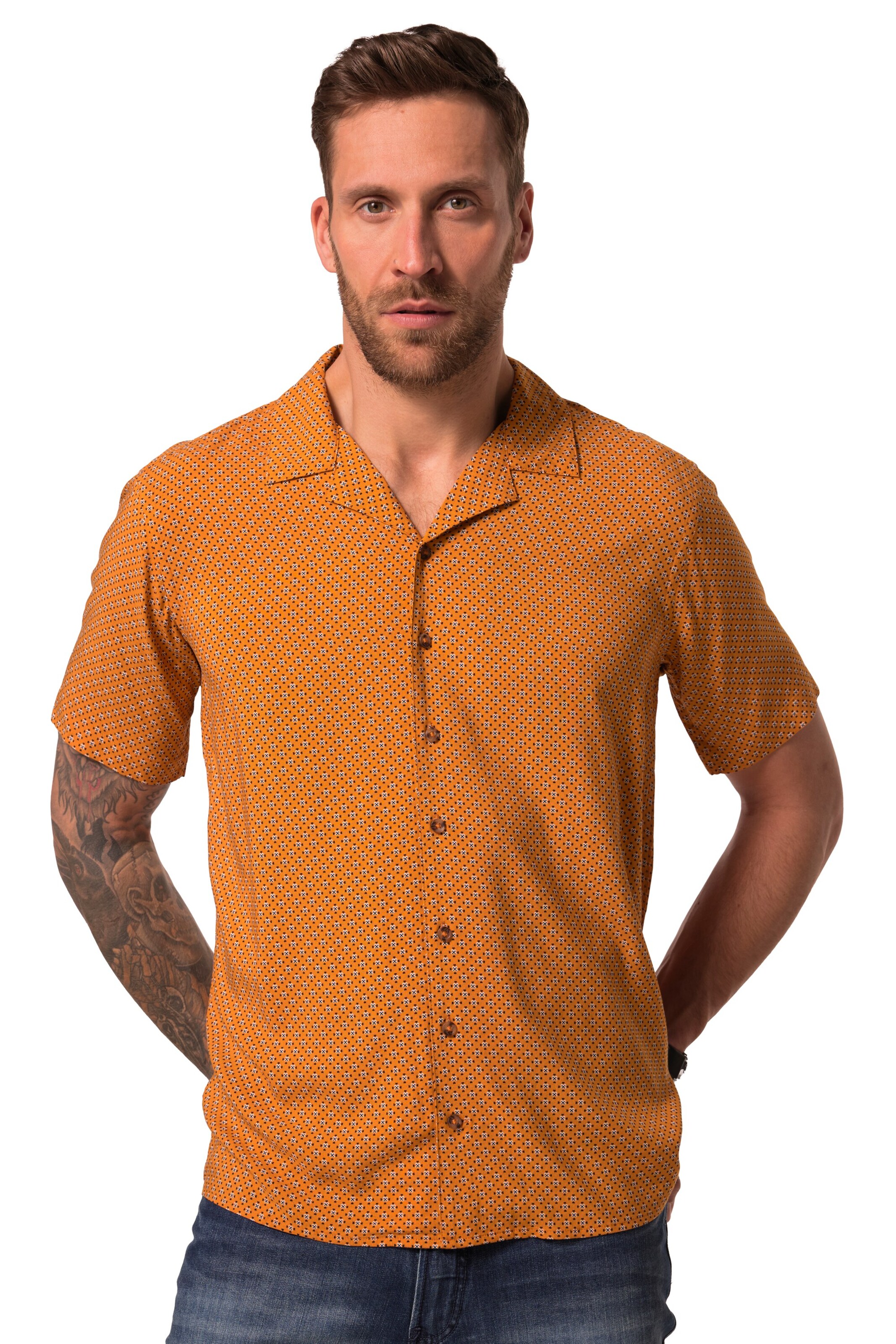 JP1880 Regular fit Overhemd in Oranje: voorkant