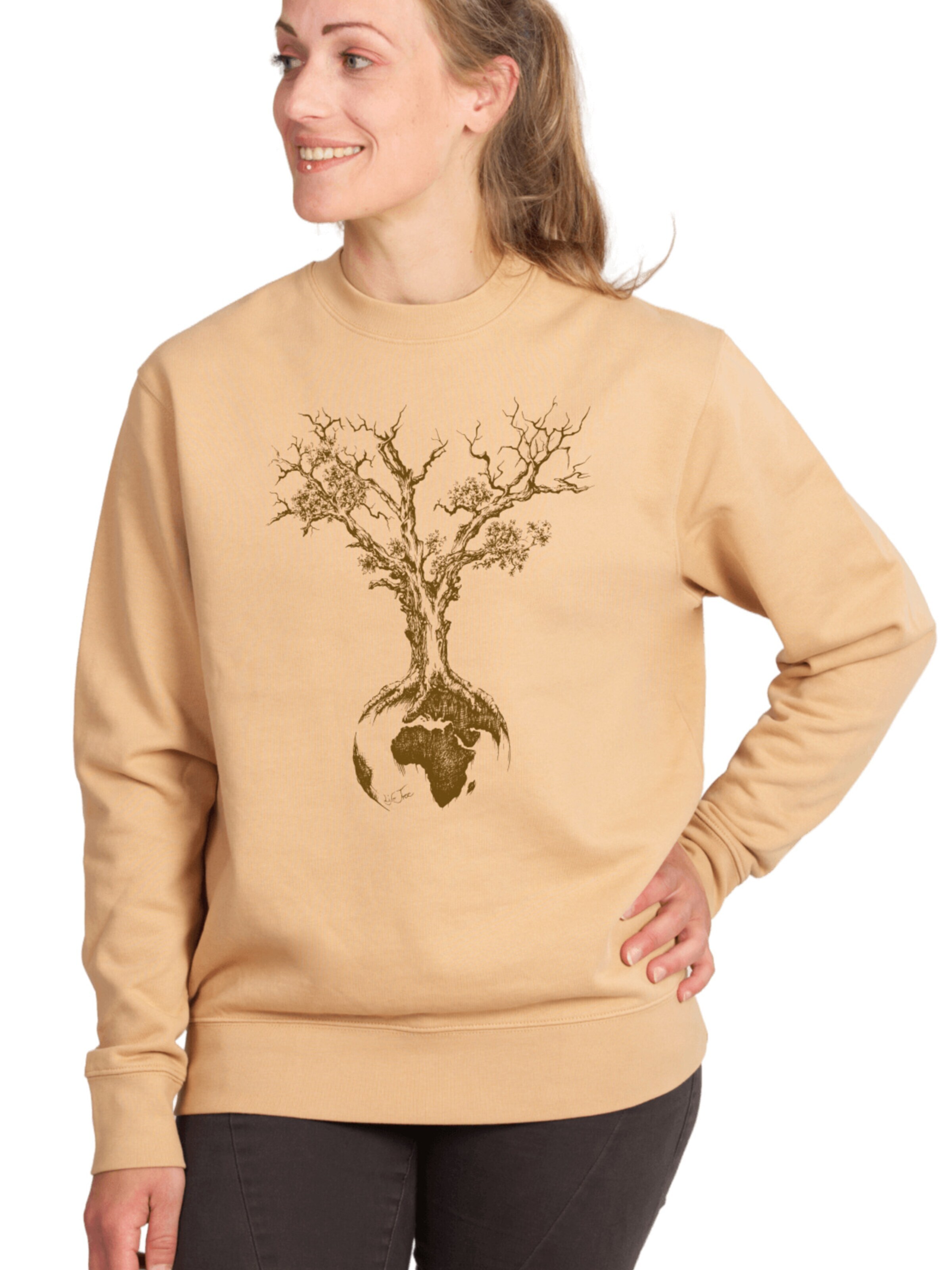 Life-Tree Pullover 'Organic Fairwear'‌‌‌‌‌‌‌ in Beige