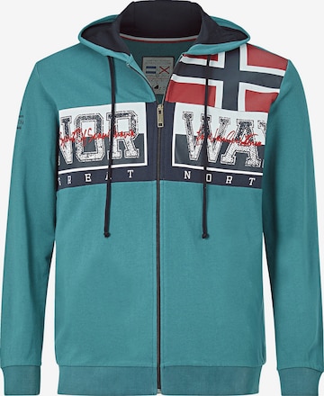 Jan Vanderstorm Zip-Up Hoodie 'Abbe' in Green: front