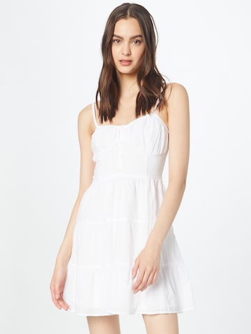 HOLLISTER Καλοκαιρινό φόρεμα σε λευκό: μπροστά