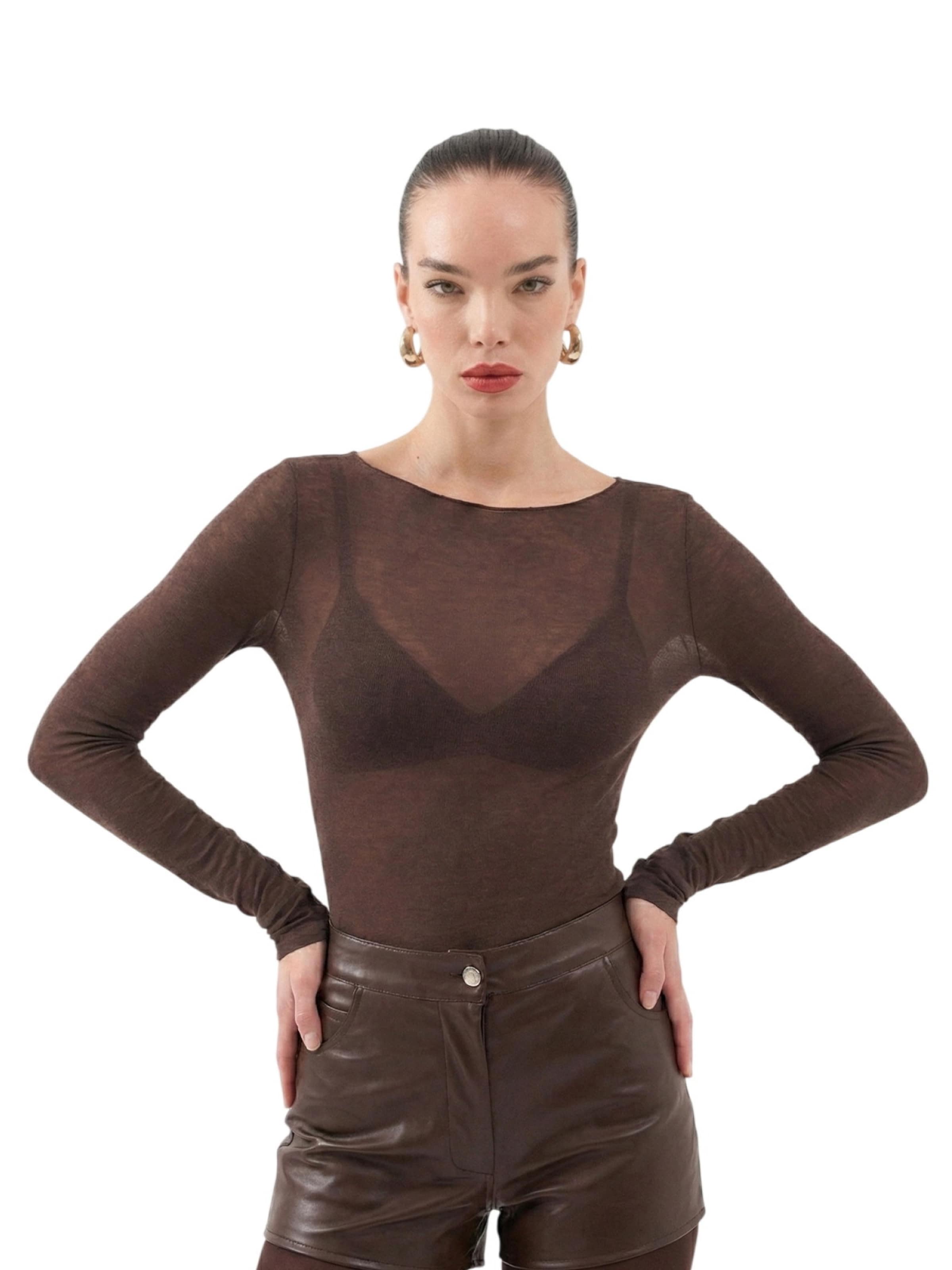 HOLLY LOLLY Blouse in Bruin: voorkant