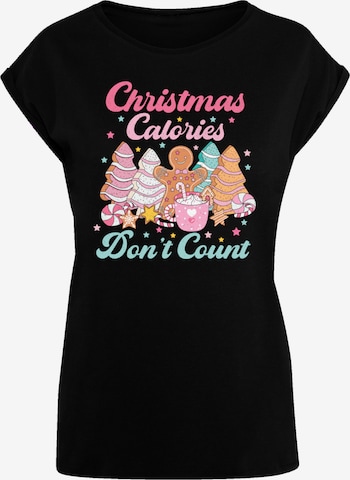 F4NT4STIC Shirt 'Christmas Calories Dont Count Candy' in Black: front