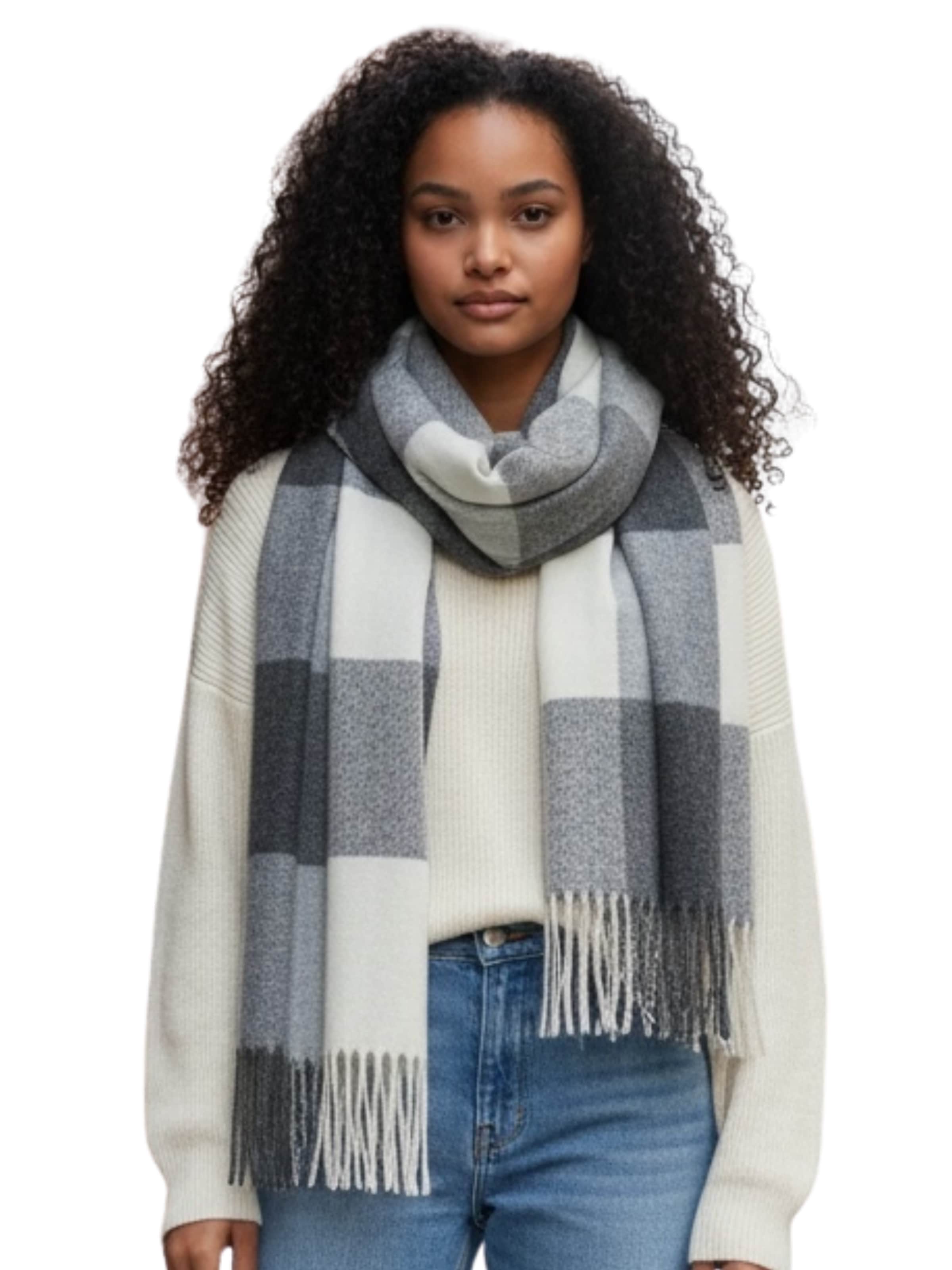 Kumixi Scarf 'Fransen' in Grey: front