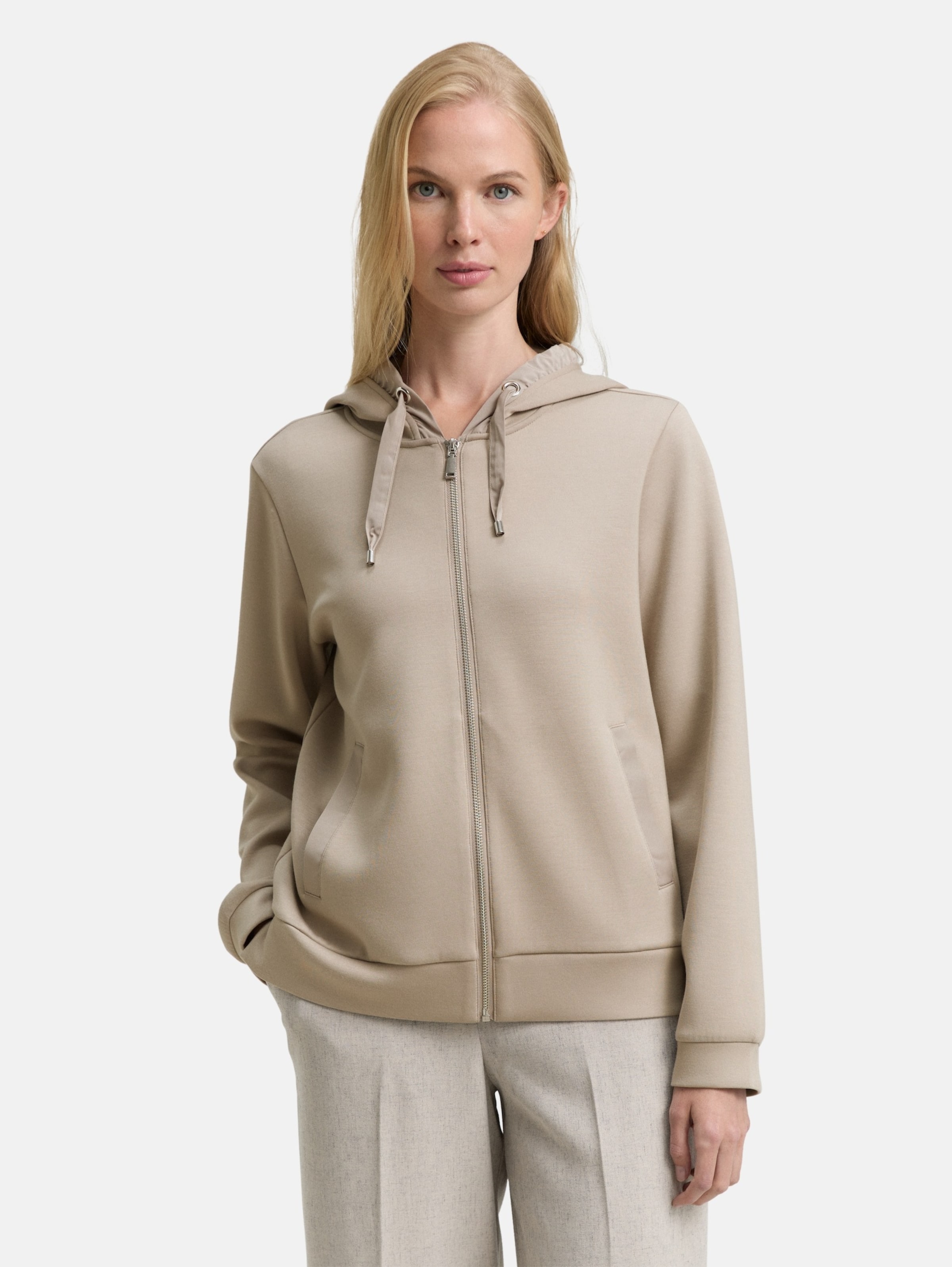 TOM TAILOR Zip-Up Hoodie in Taupe | ABOUT YOU