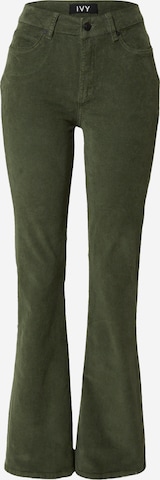 Ivy Copenhagen Flared Trousers 'Tara Flare Baby Cord' in Green: front