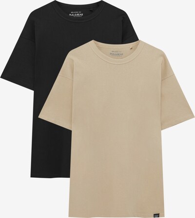 Pull&Bear T-Shirt in beige / schwarz, Produktansicht