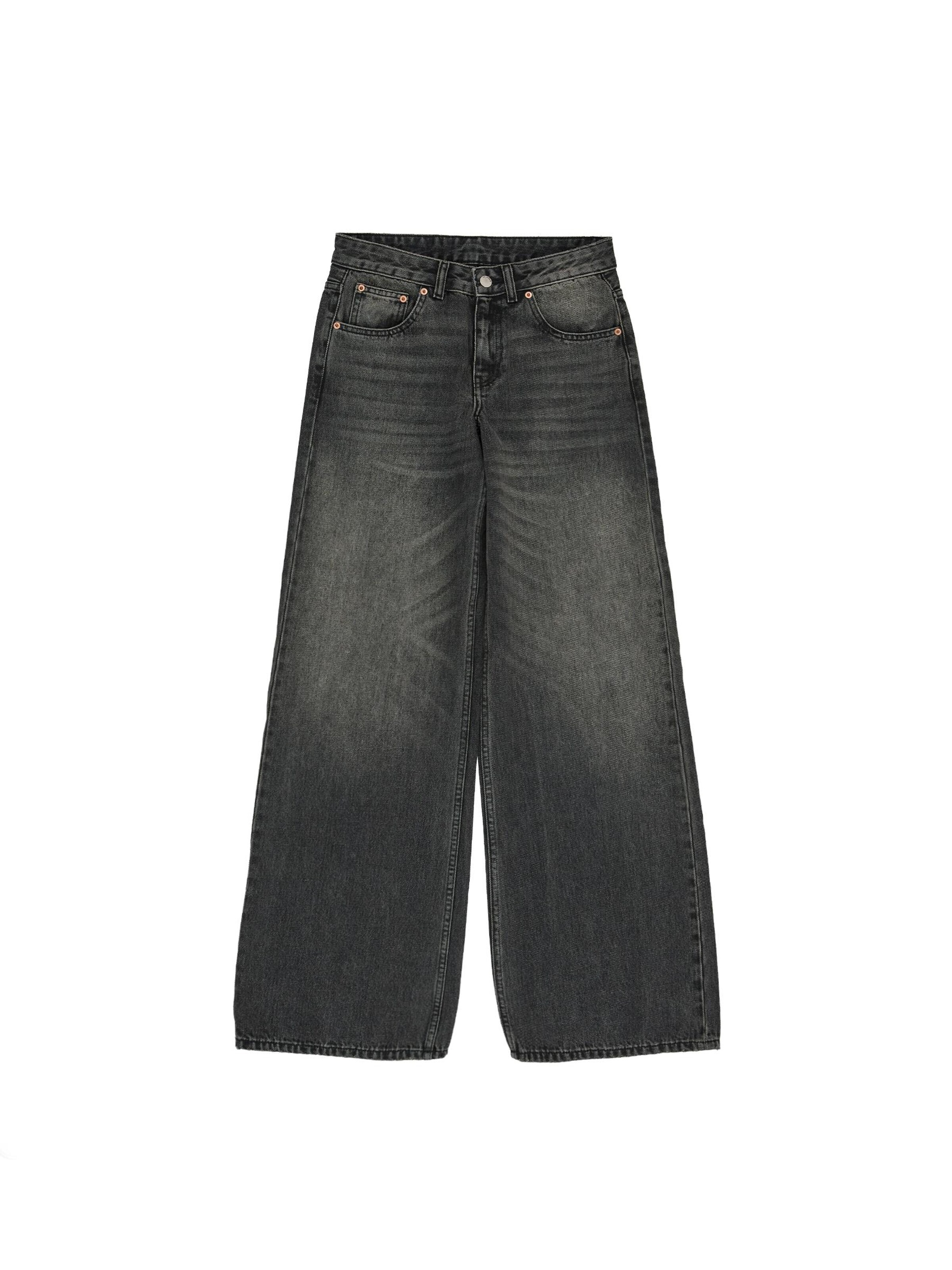 Dr. Denim Jeans 'Rhue Low Wide' in Zwart: voorkant