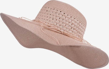 styleBREAKER Hat 'Großer Sonnenhut mit Hutband und Schleife Strohhut' in Pink: front