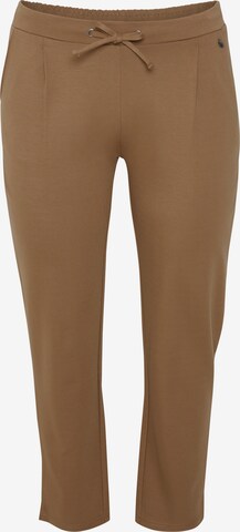 Fransa Curve Pleat-Front Pants 'STRETCH' in Brown: front