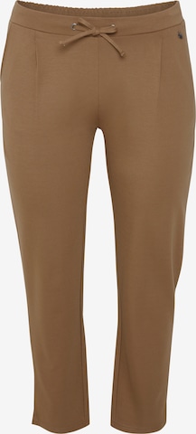 Fransa Curve Slim fit Pleat-Front Pants 'STRETCH' in Brown: front