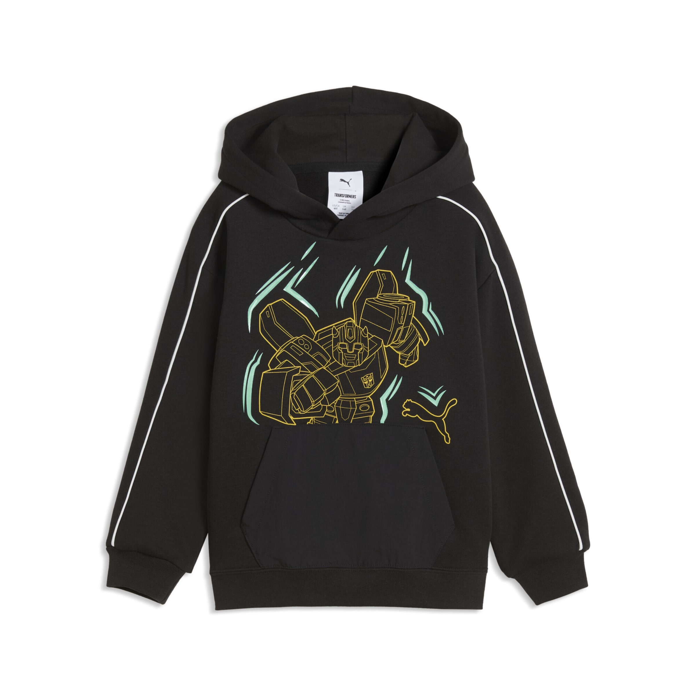 PUMA Sports sweatshirt 'Puma x Transformers' in 110 in Yellow / Mint / Black, Item view