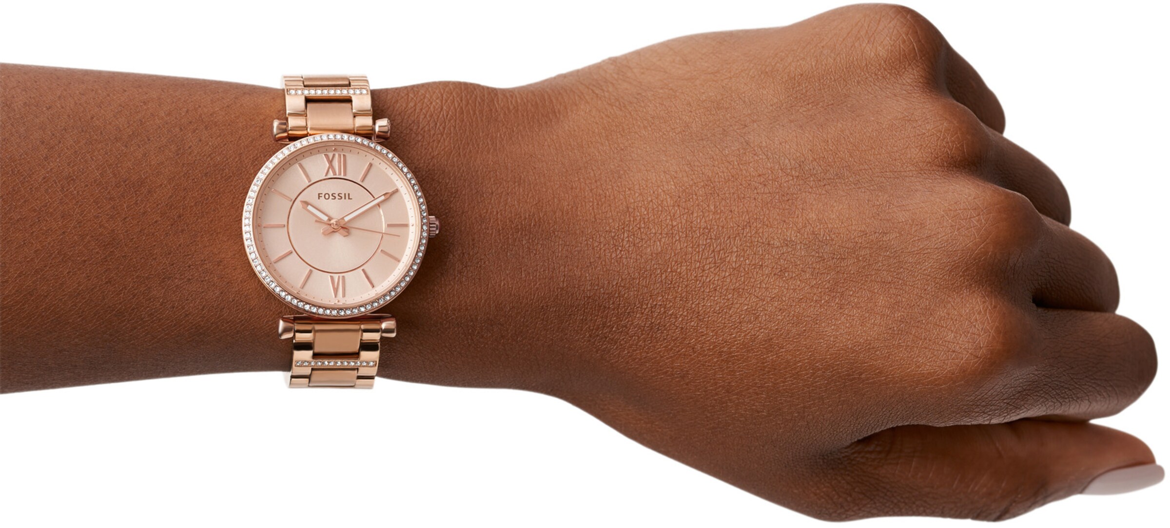 auksinė FOSSIL Analoginis (įprasto dizaino) laikrodis 'Carlie': priekis