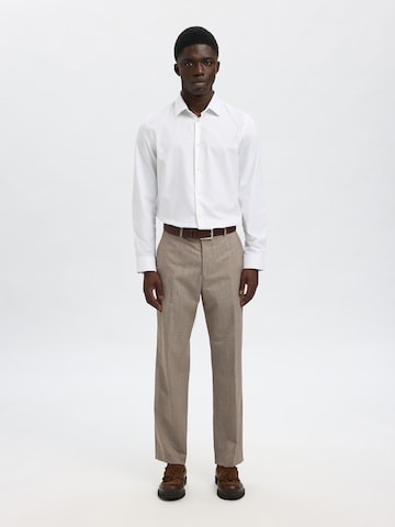 SELECTED Slim fit Button Up Shirt 'SLHCLARK' in White