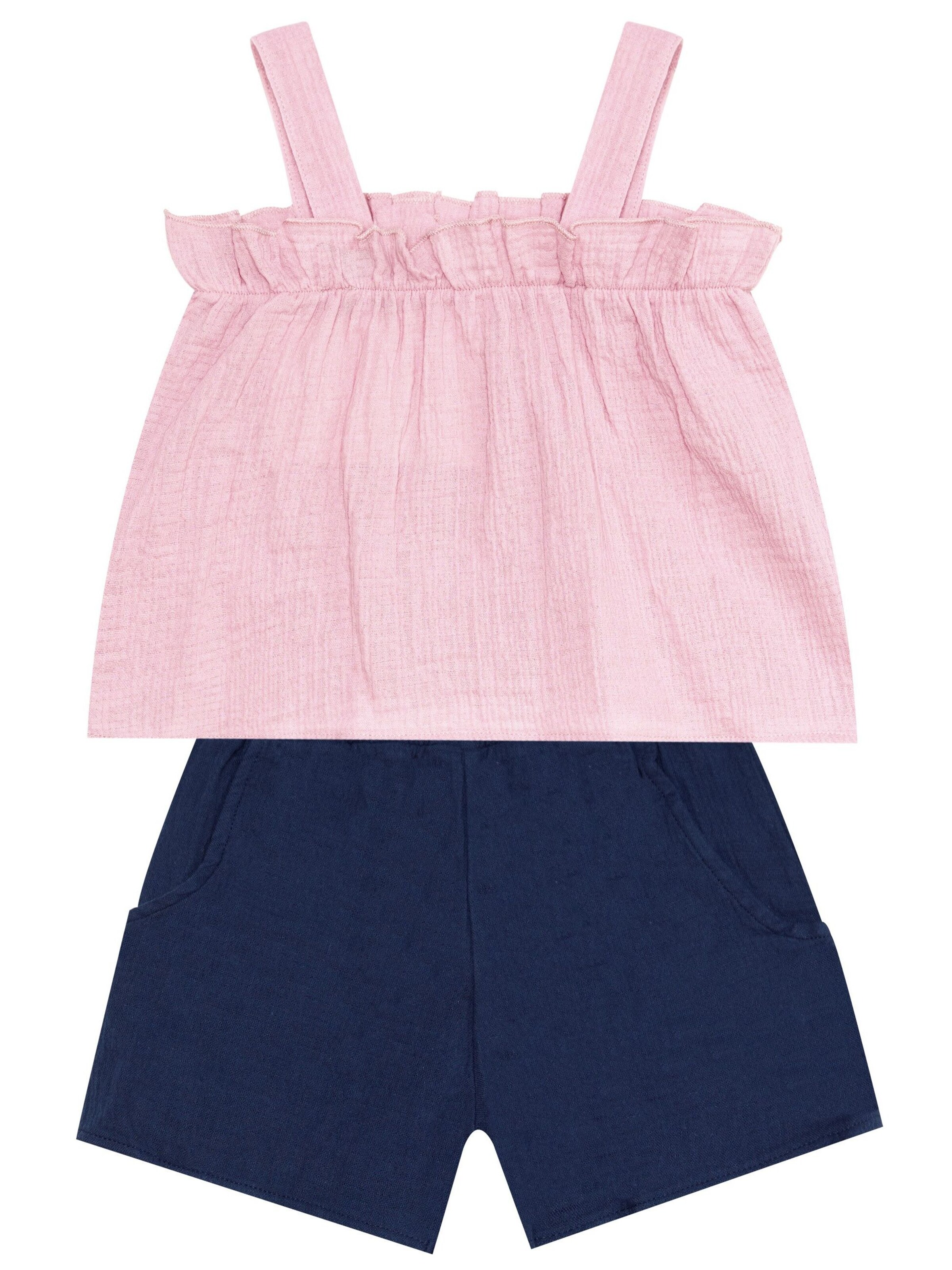 Denokids Set 'Frill Muslin' in Pink: Vorderseite