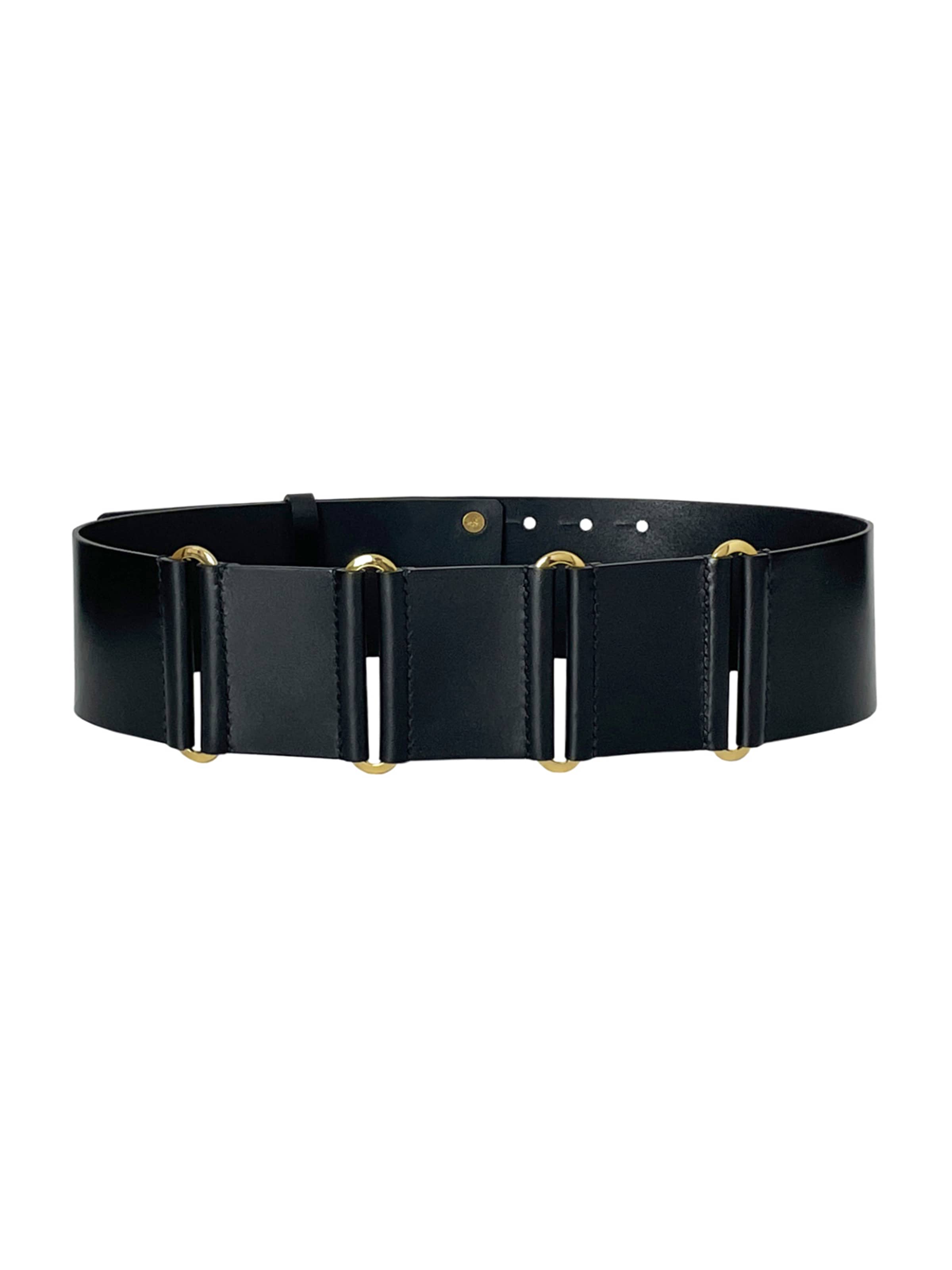 Haute Cuir - Cinturón 'Linked Wide Belt' en negro: frente
